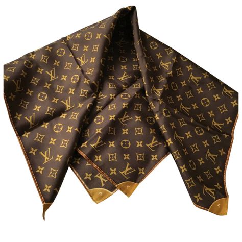 louis vuitton brown monogram silk scarf